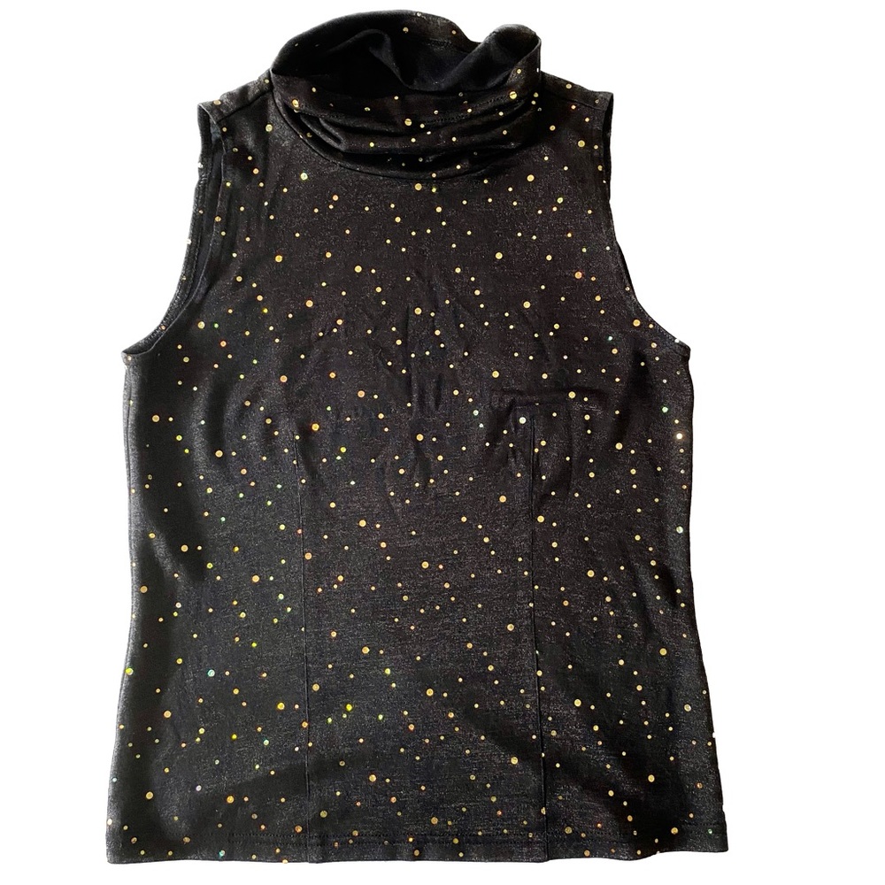 Worth brand black sequined turtleneck tank blouse